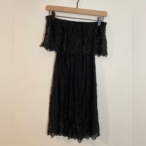 Express Strapless Lined Floral Lace With Back Cutout Black Whimsigoth Size Small